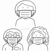 Tekst ilustruje grafika przedstawiająca trzy osoby w różnym wieku, które mają zasłonięte maseczkami usta i nosy.